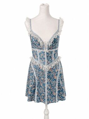 NWT (M) For Love & Lemons Emiliana Slip Dress Mini - Summer Festival Dress